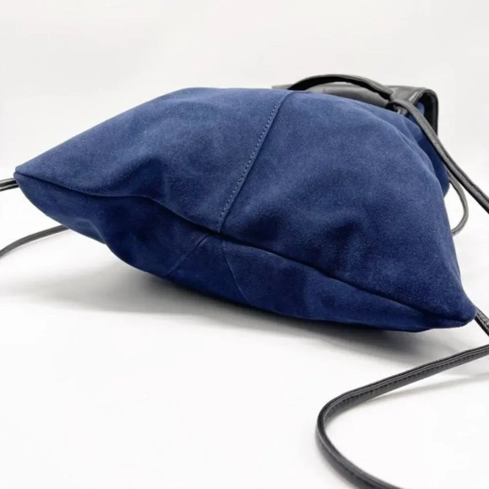 CHRISTOPHER KON Blue Suede Black Leather Backpack